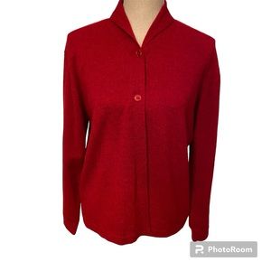 SOFT ONES SWEATER CARDIGAN RED CASHMERE LONG SLEEVE 2 BUTTON SIZE M